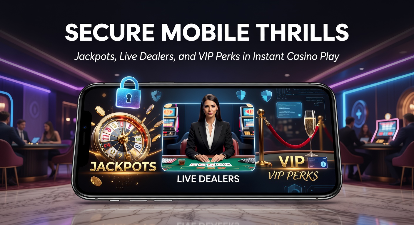 Smartphone mit leuchtendem Jackpot-Symbol und Live-Dealer-Tisch im mobilen Casino, umgeben von Sicherheitsikonen wie Schloss und SSL-Schild